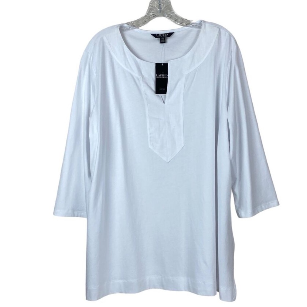 Lauren Ralph Lauren Tunic Top Plus Size 1X Cotton Tunic White